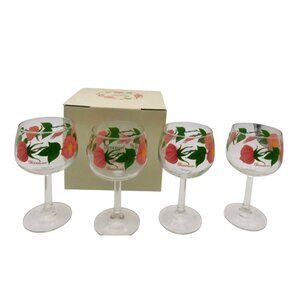 Lot of 4 Franciscan Desert Rose 12 oz Goblets Wine Glass with Box Floral Stemmed